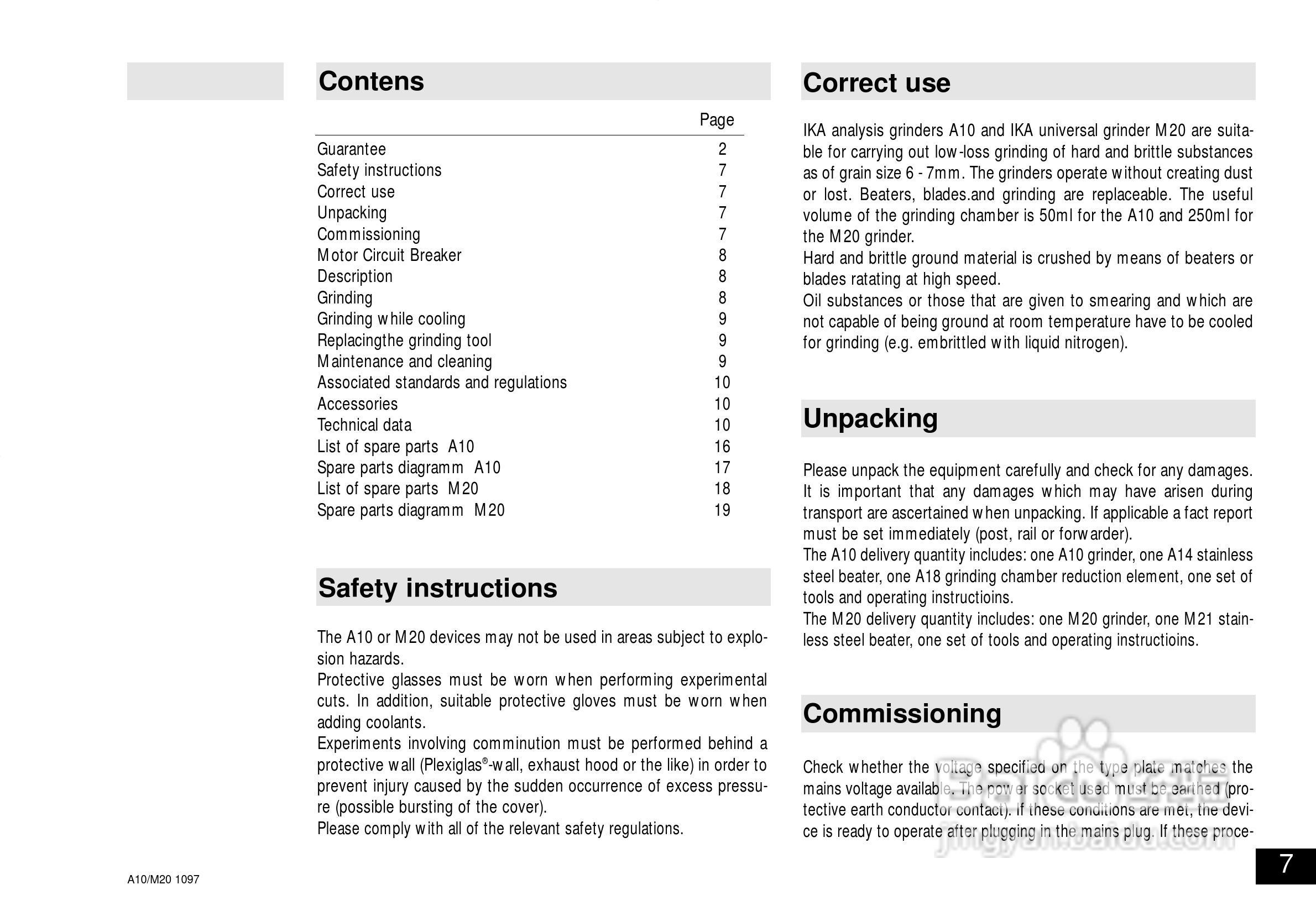 IKA M20通用研磨机使用说明书