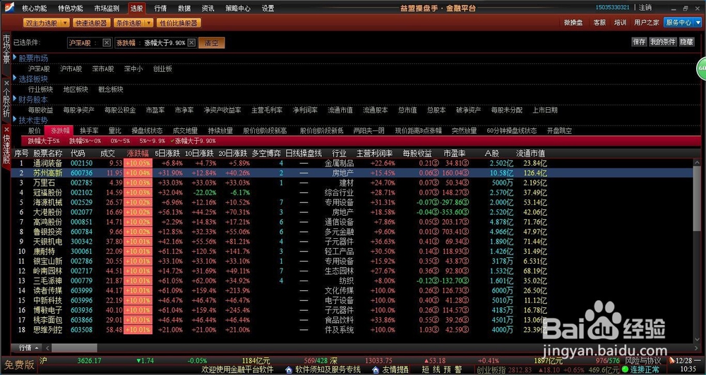 选股方法之涨跌幅