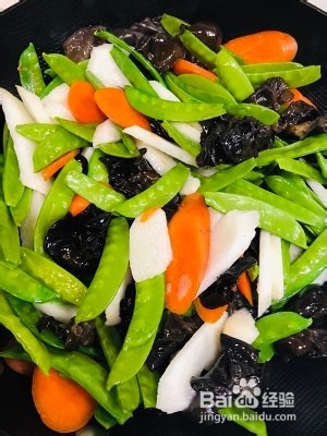 养生食补荷兰豆素炒山药的做法