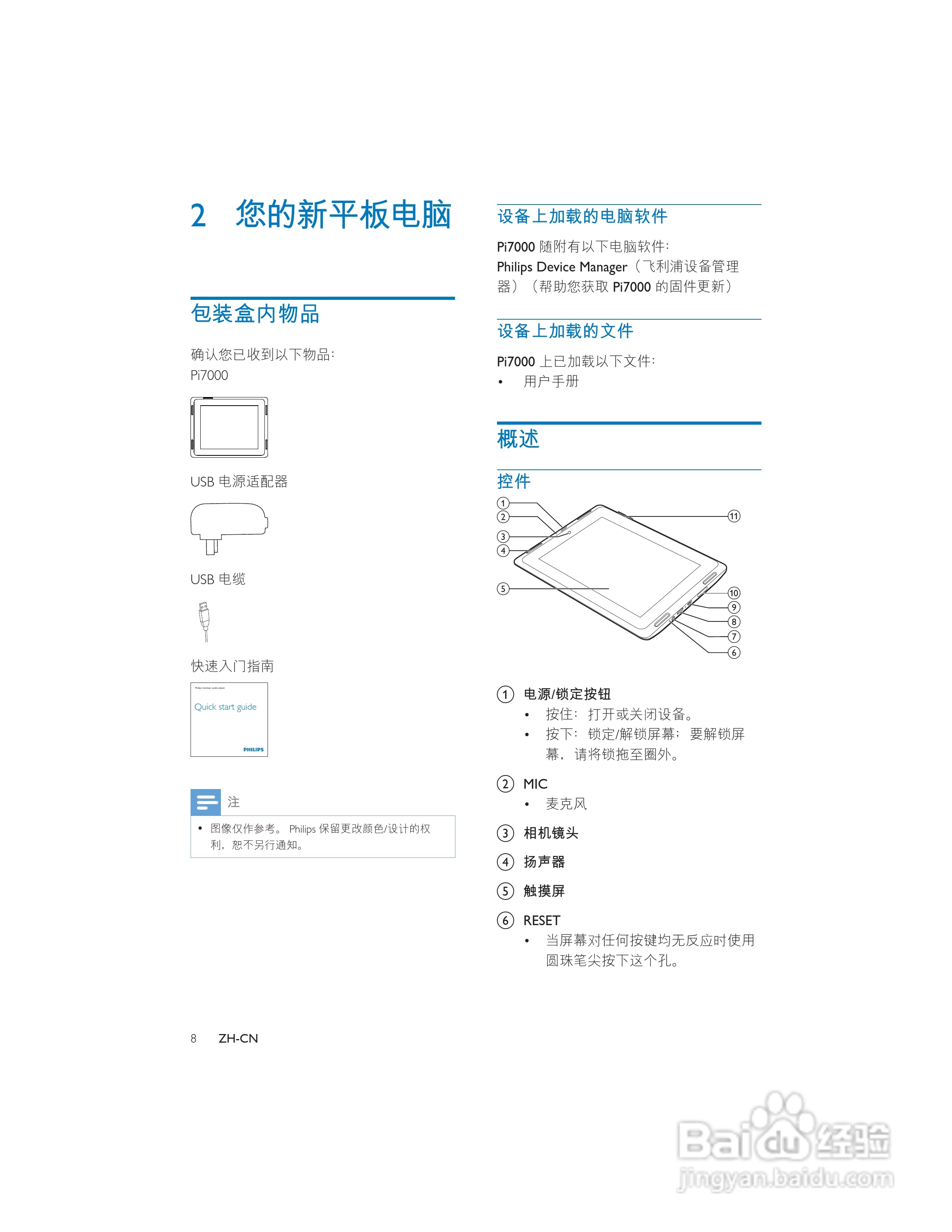 飞利浦PI7000B2/93平板电脑使用说明书:[1]
