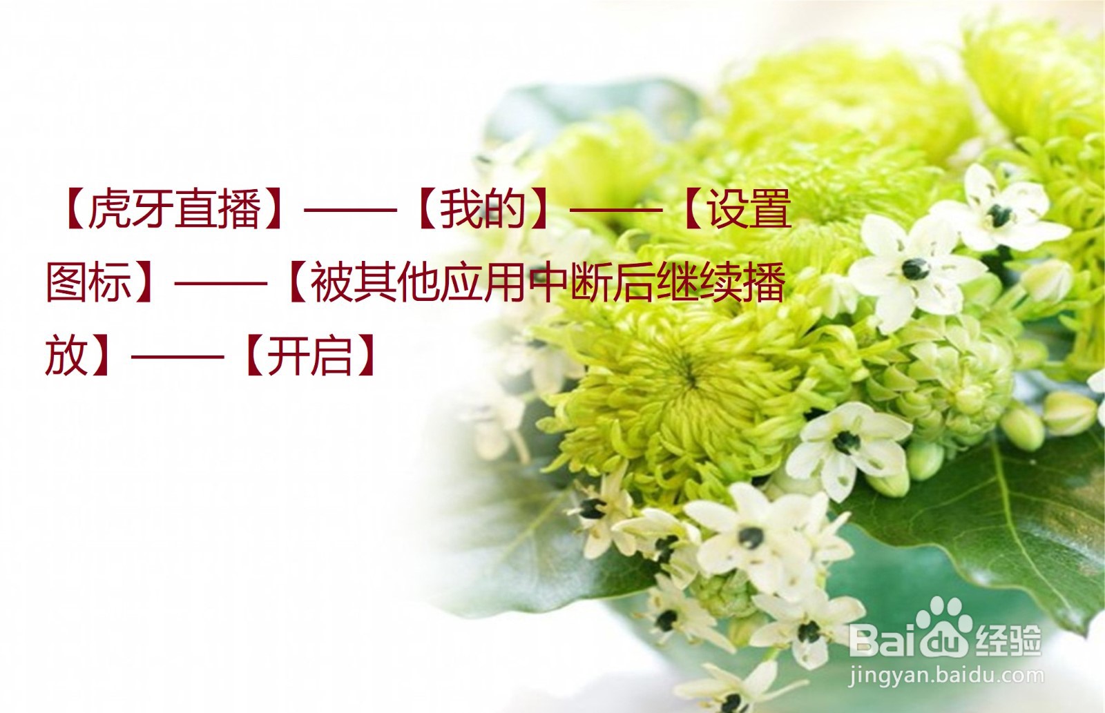 虎牙直播怎么设置被其他应用中断后继续播放?