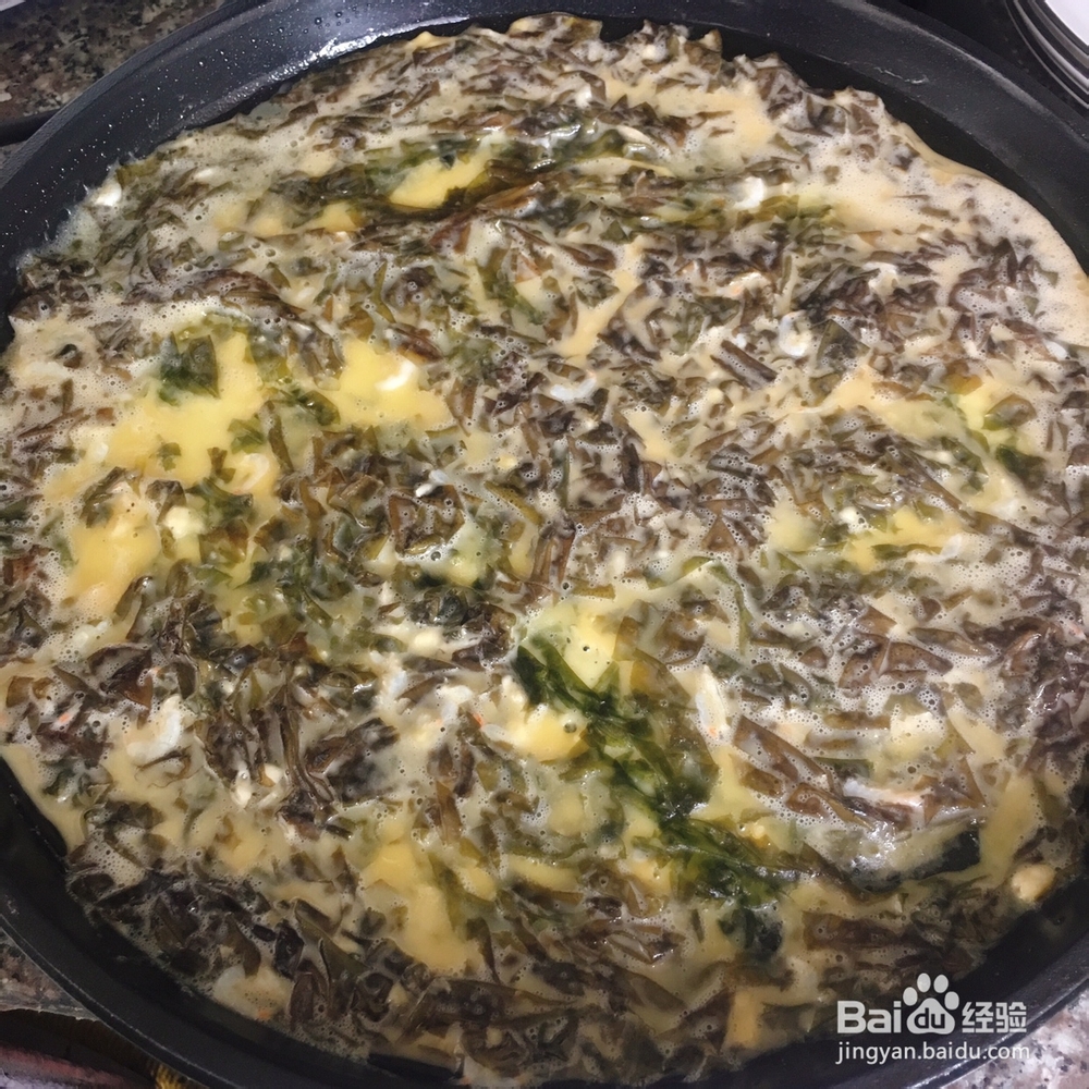小孩子超喜欢的紫菜虾皮鸡蛋饼