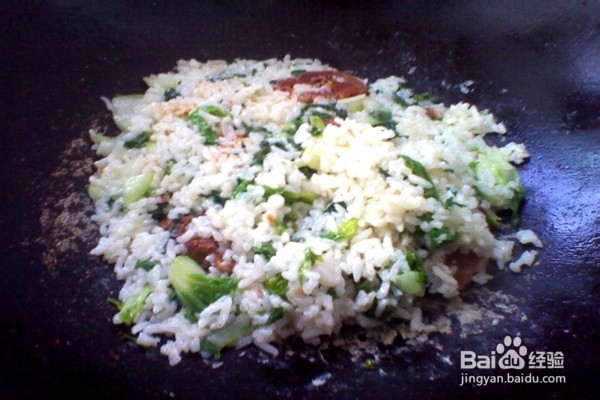 香肠油菜炒米饭------营养美味