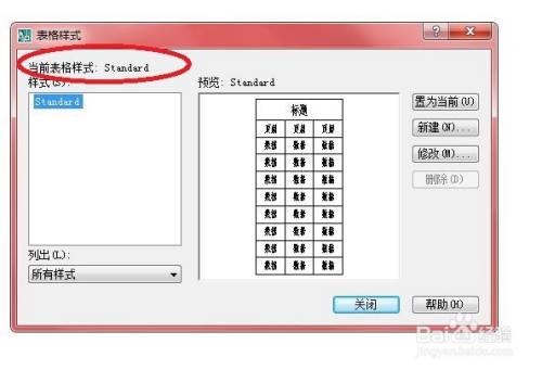 在cad中【表格樣式】對話框中各選項含義?