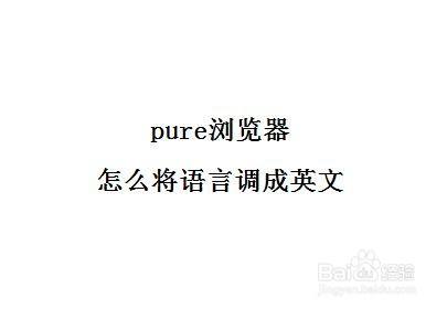pure浏览器怎么将语言调成英文