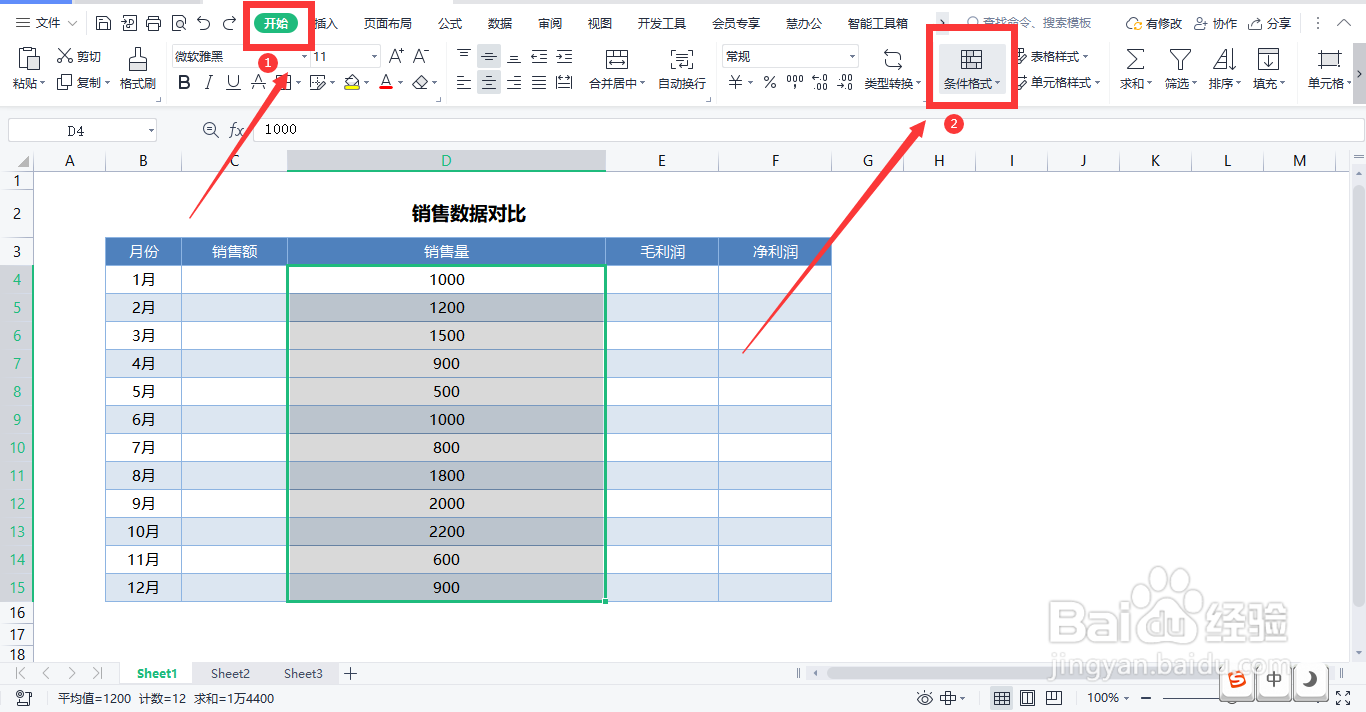 WPS表格怎样设置数据条