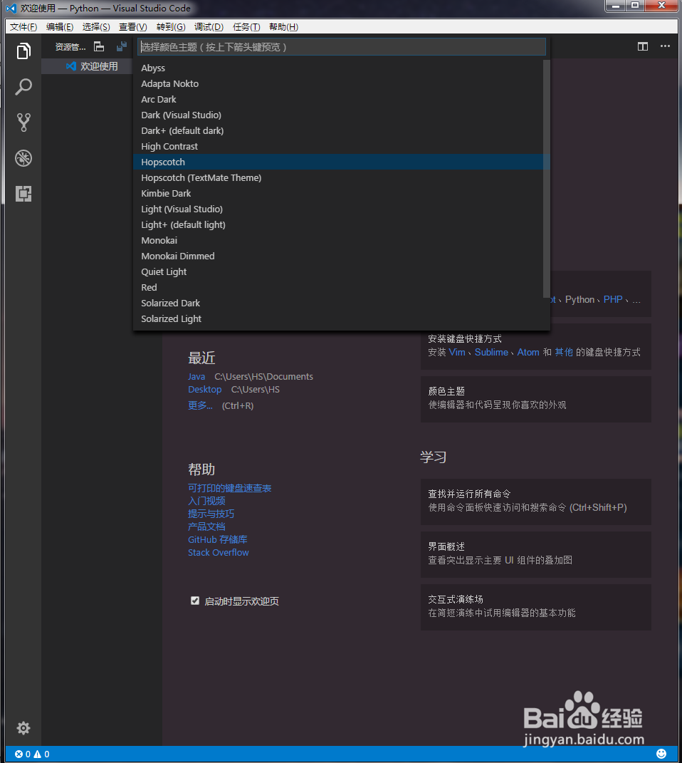 如何设置Visual Studio Code的主题