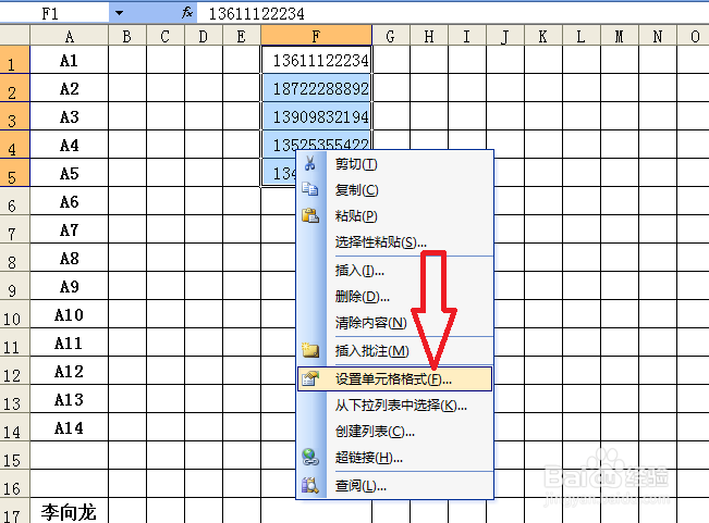 EXCEL中如何分段显示手机号码