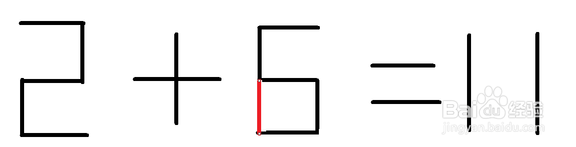 2+6=11移动一根火柴使等式成立怎么移