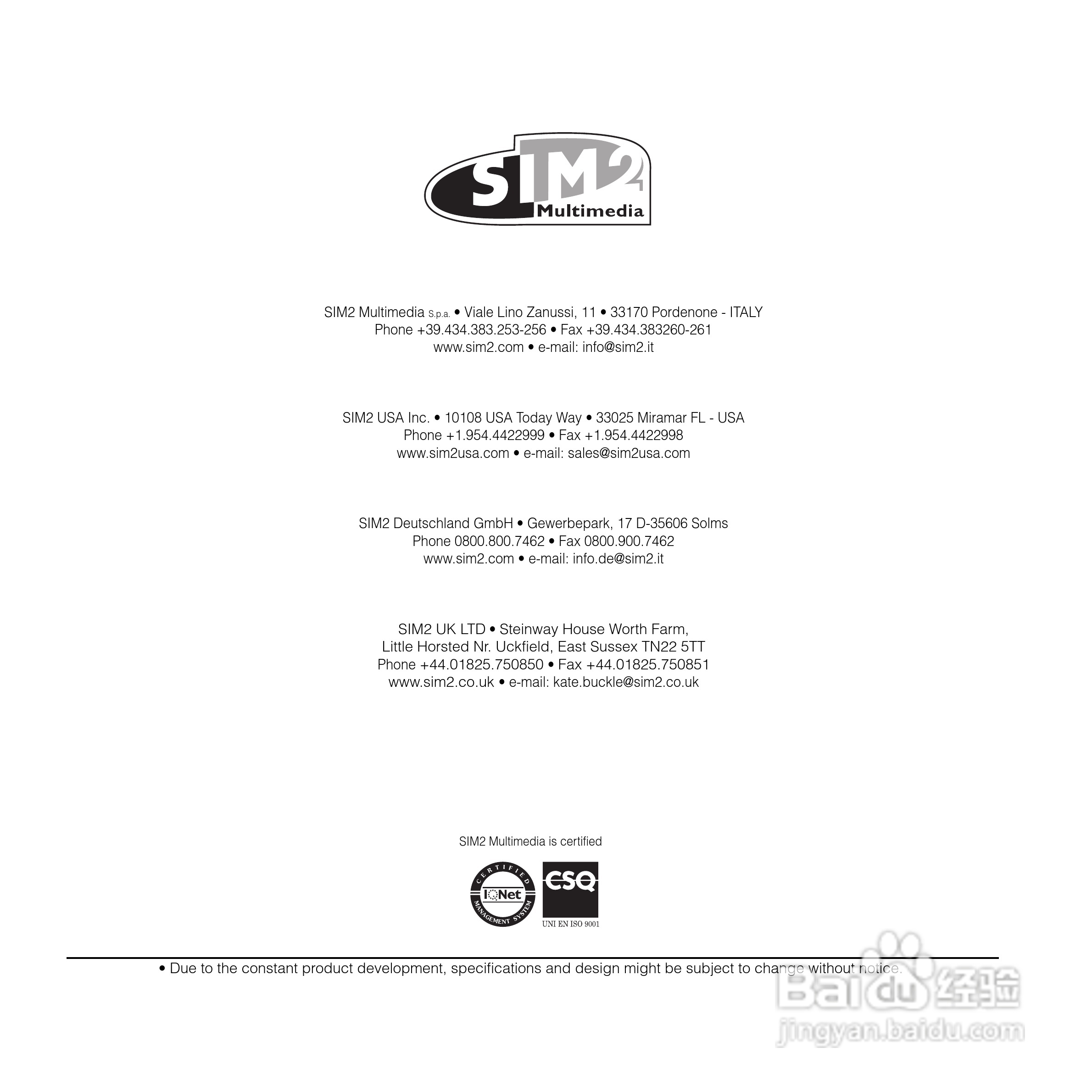 SIM2 DOMINO 18投影机说明书:[4]