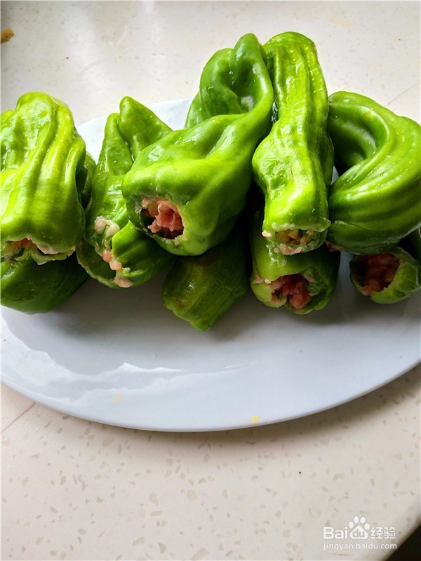 虎皮青椒塞肉的做法