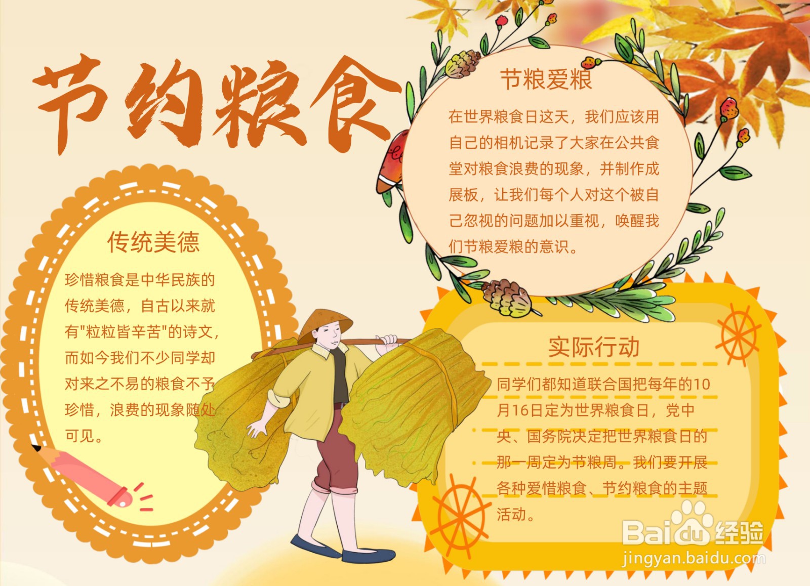 节约粮食手抄报