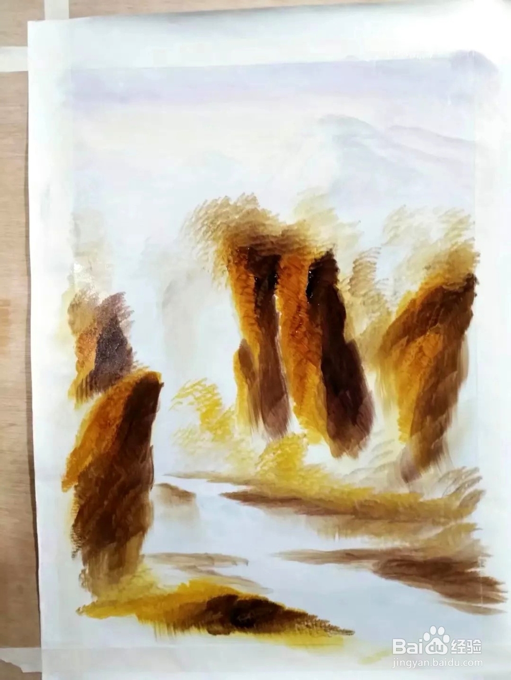 风景油画-刀画秋景画法