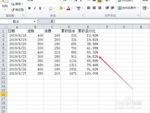 如何利用excel计算数据的累计百分比 百度经验