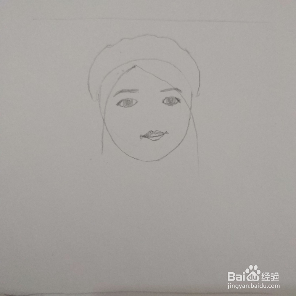 简笔画：小清新玫红色贝雷帽女孩步骤图