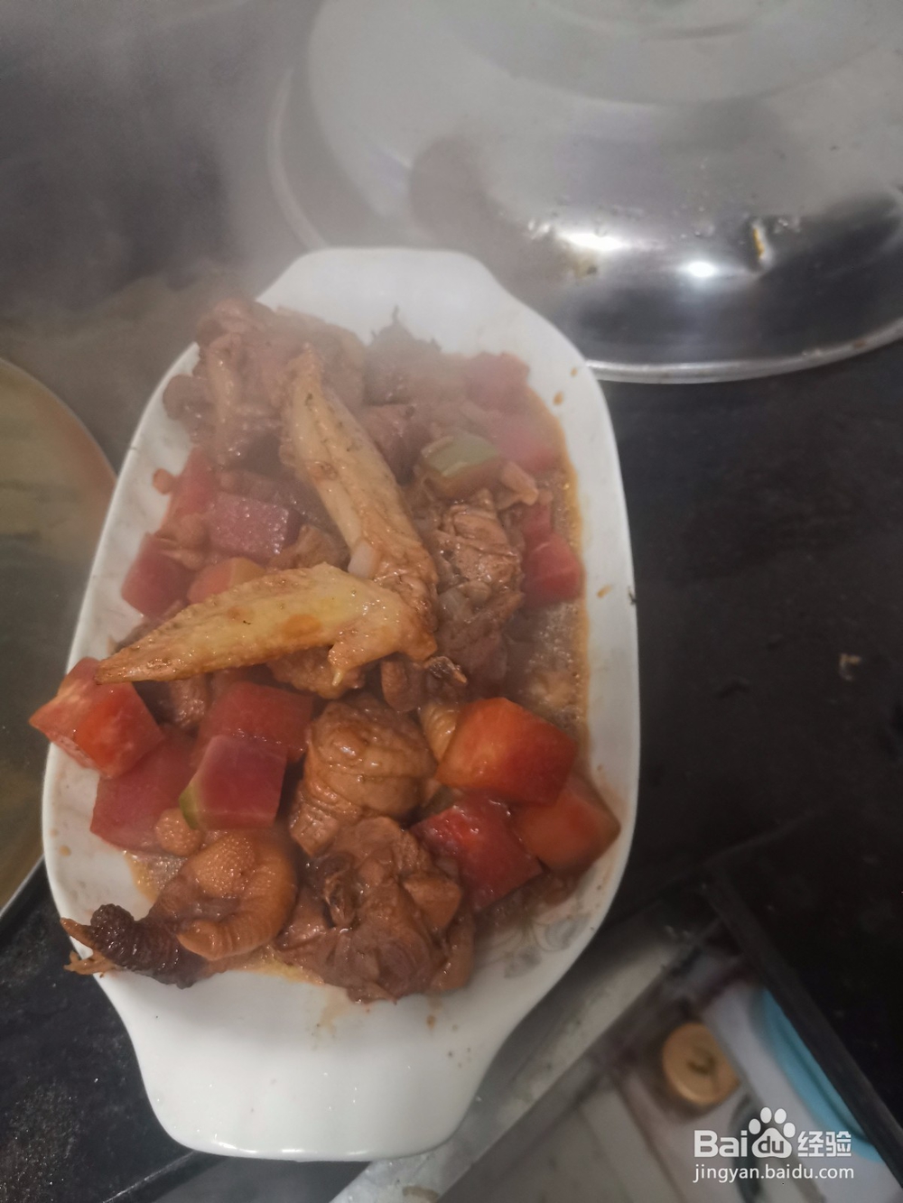 萝卜丁炖鸡肉