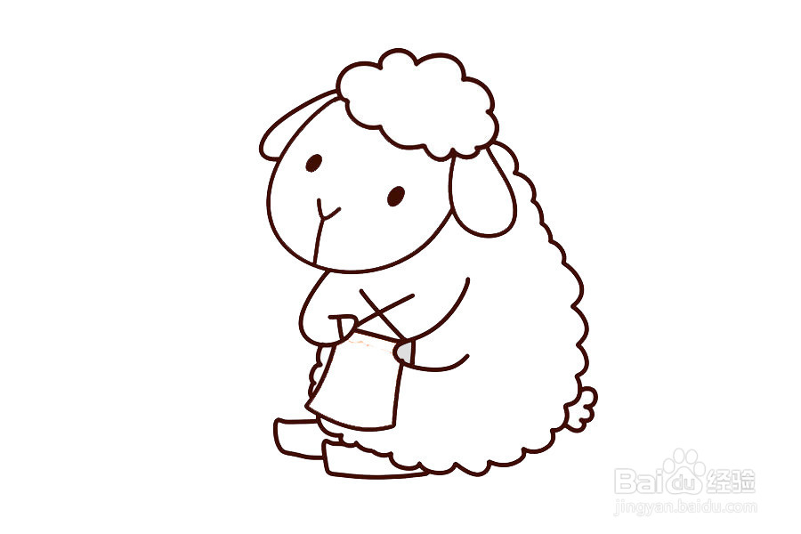 织围巾的小羊的画法
