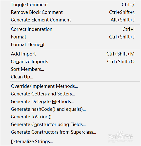 Eclipse如何自动生成get/set、toString等方法？