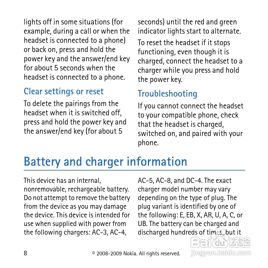 诺基亚 BH-104 蓝牙耳机中文说明书:[1]