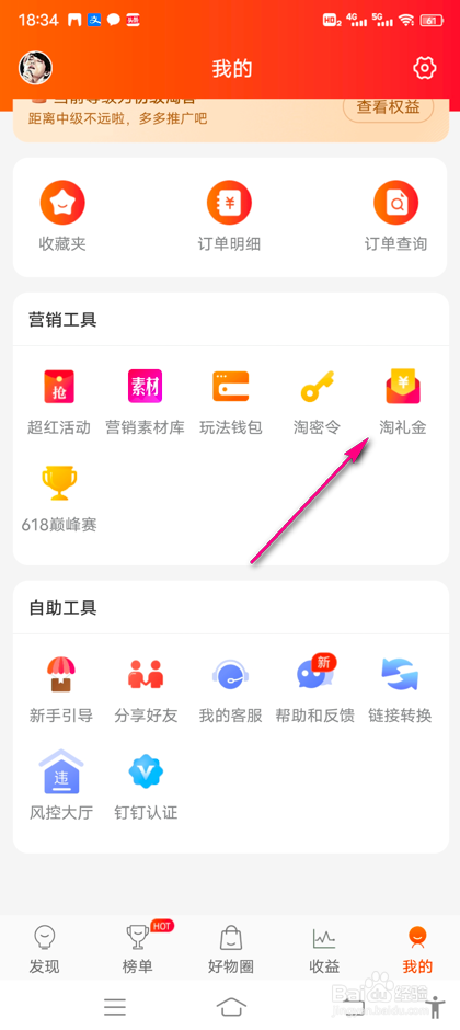 怎么查看淘宝联盟淘礼金权限