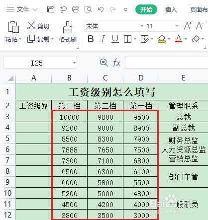 工资级别怎么填写
