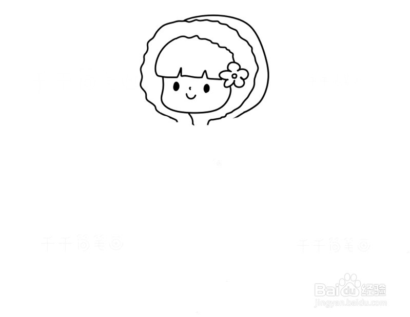 披斗篷小公主的简笔画 分步画法