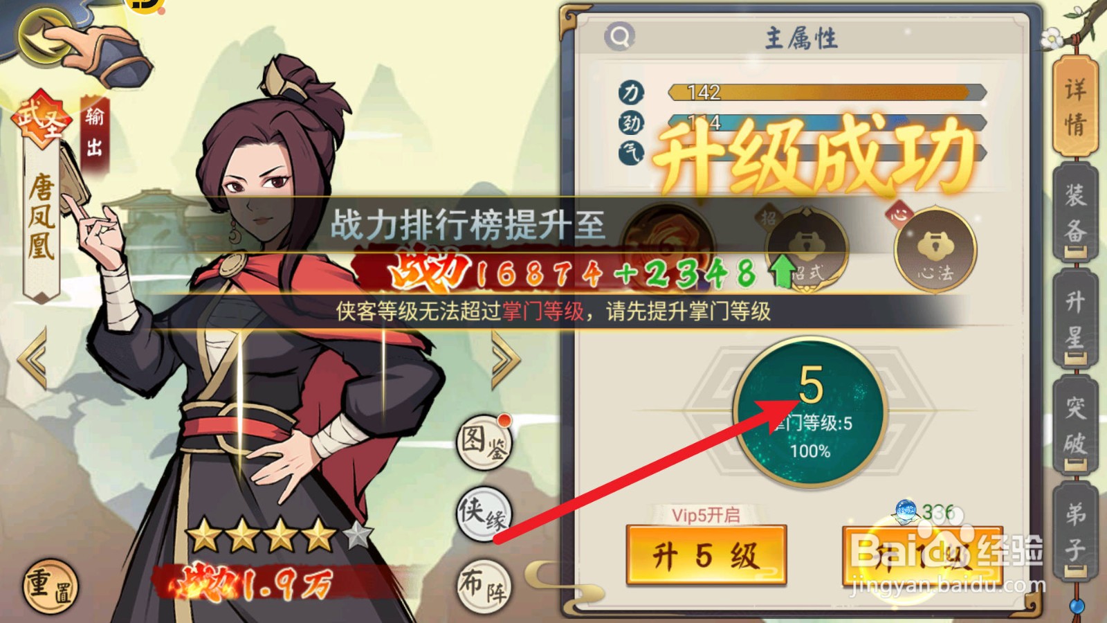 武道对决唐凤凰怎么提升到等级5