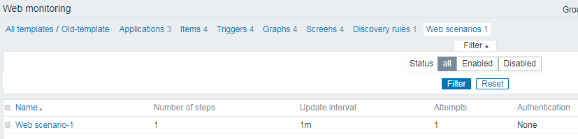 如何在zabbix的模板中增加WEB场景？