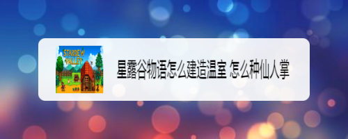 星露谷物语怎么建造温室 怎么种仙人掌