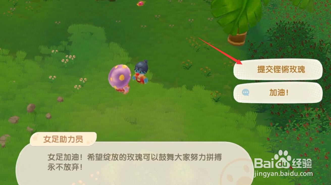 摩尔庄园手游铿锵玫瑰怎么交给女足助理员