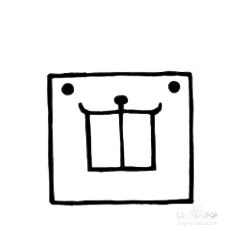 简笔画-如何画Q版方形小白兔头像的简笔画