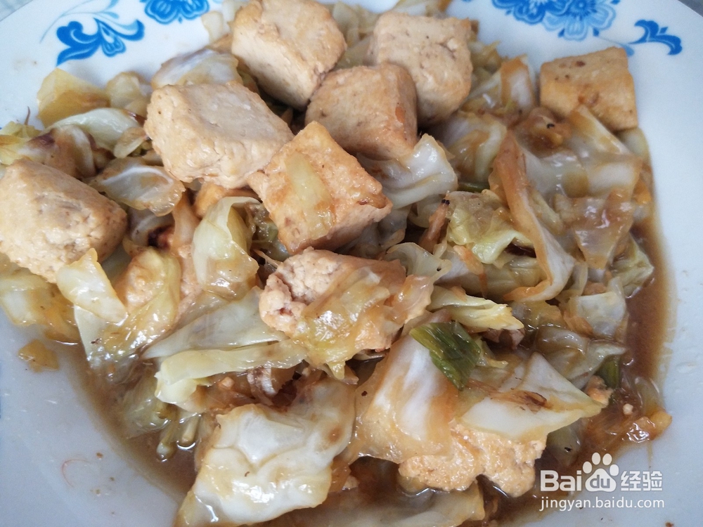 怎样做圆白菜+小干虾烧豆腐