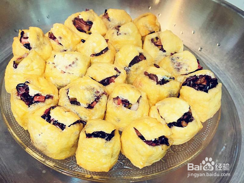 土豪版黑白糯米酿油豆腐的做法