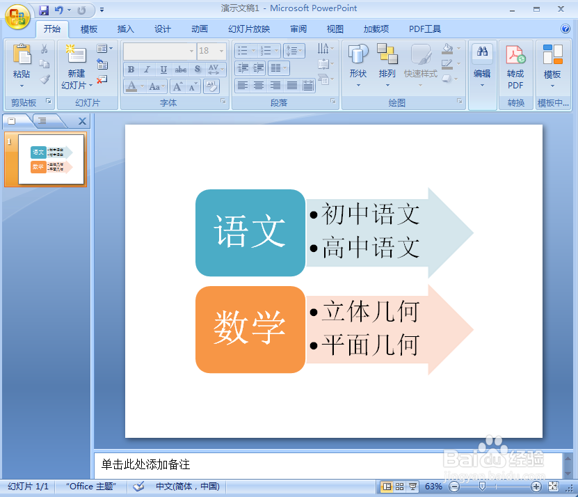 如何在ppt中创建垂直箭头列表