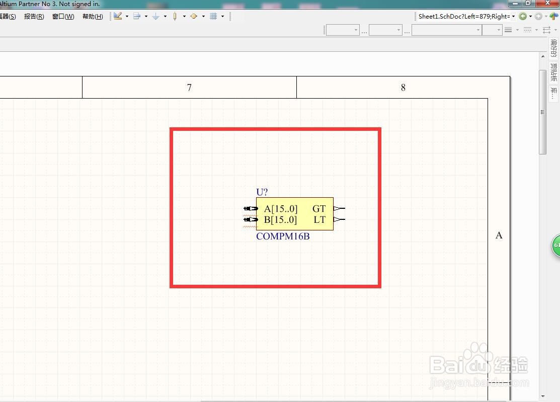 如何在AD中放置16位总线幅度比较器？