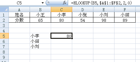 hlookup函数的操作实例