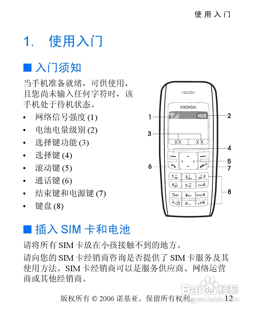 诺基亚1600手机使用说明书:[2]