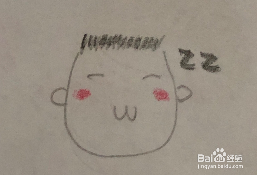 简笔画~寸头婴儿头像的画法