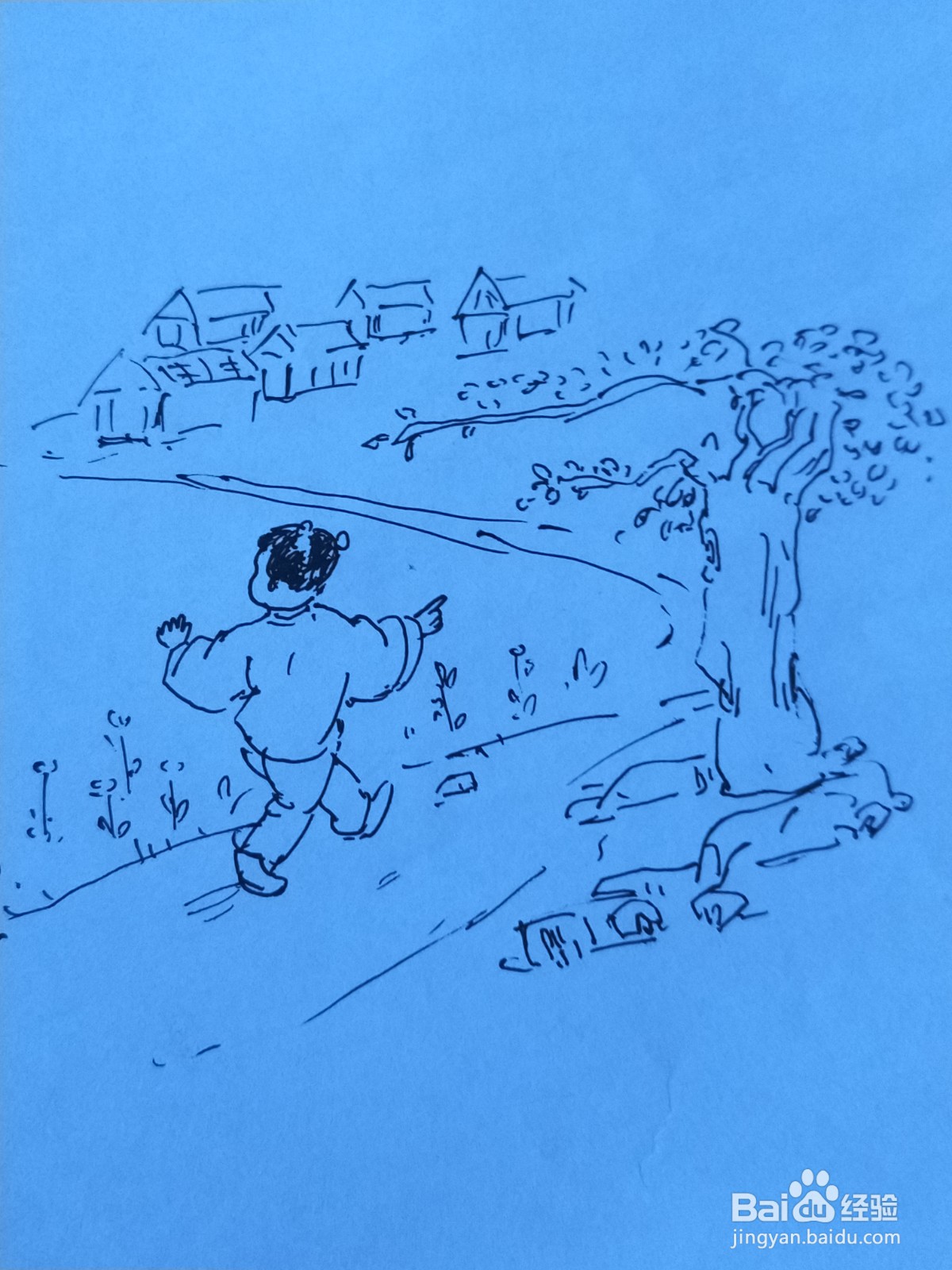 一去二三里古诗配画简笔画