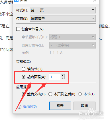 WPS文档中如何设置起始页码数值