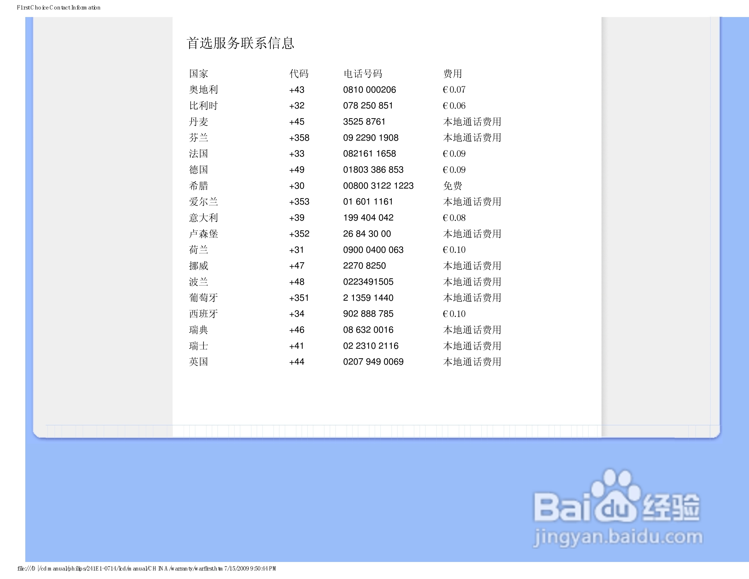 飞利浦241E1SW/93液晶显示器使用说明书:[7]
