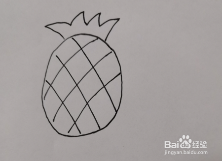 宝宝简笔画：菠萝的简单画法。