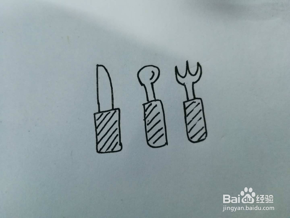简笔画家用餐具