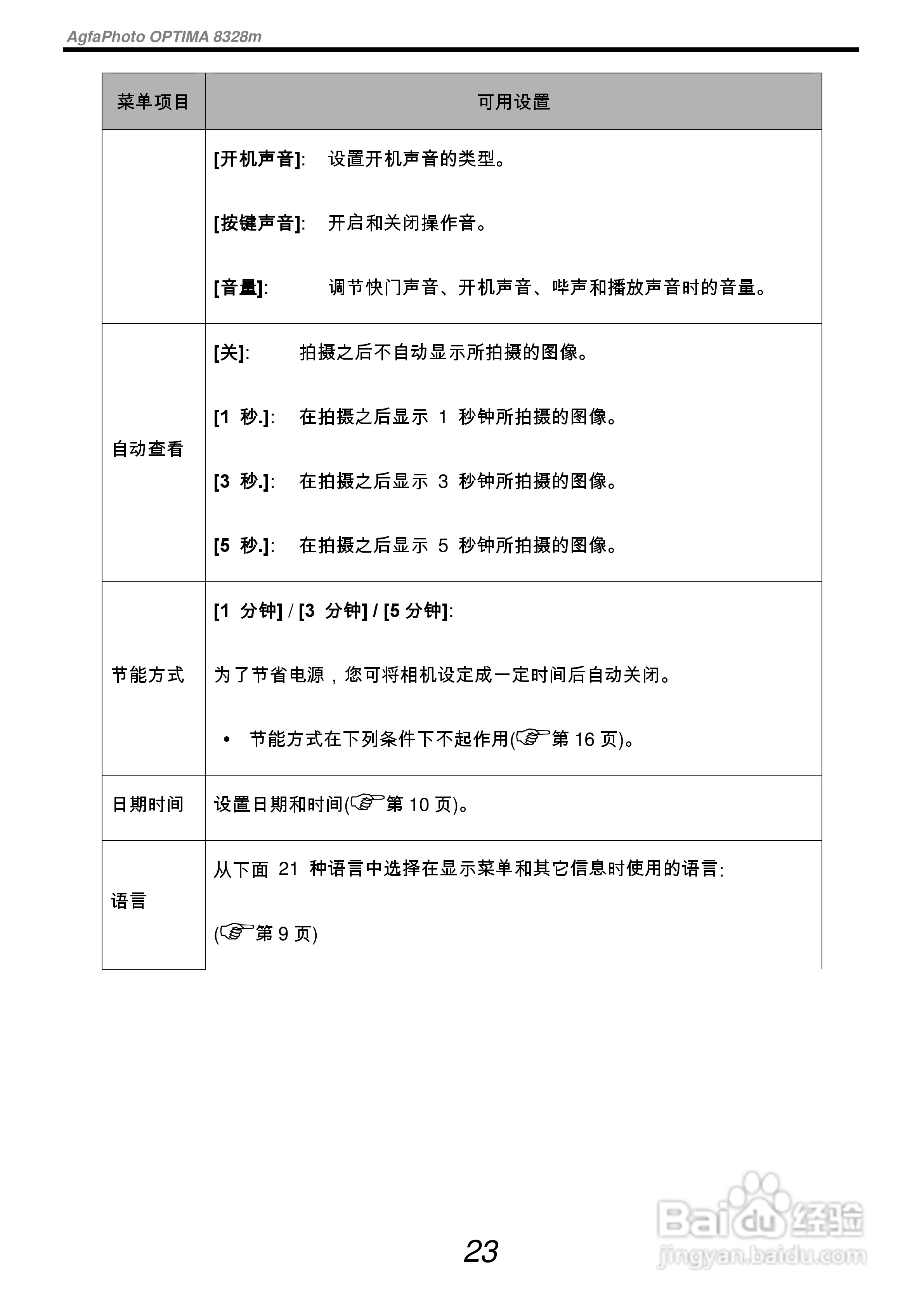 爱克发AgfaPhoto OPTIMA 8328m数码相机使用说明书:[3]