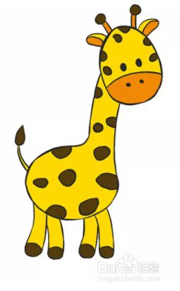 为长颈鹿的画涂上颜色.请使用黄色,橙色和棕色.