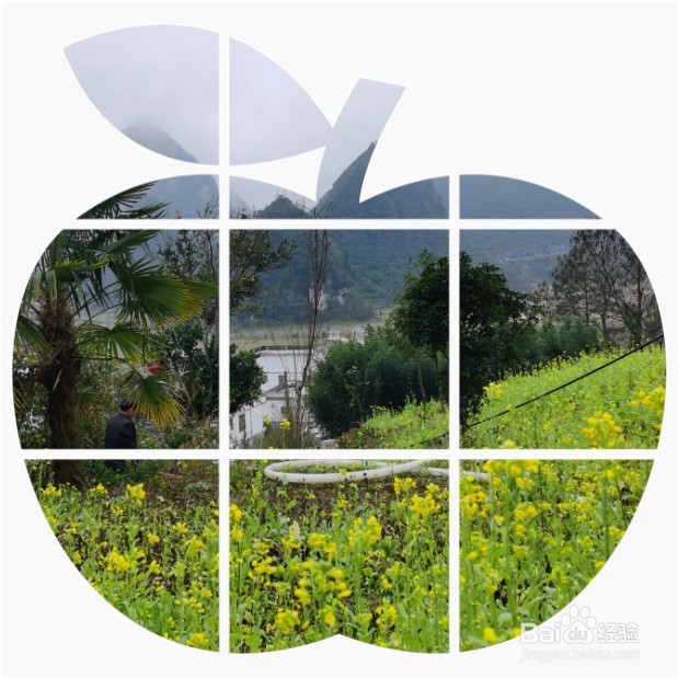 在美图秀秀中给图片添加苹果九格切图形状