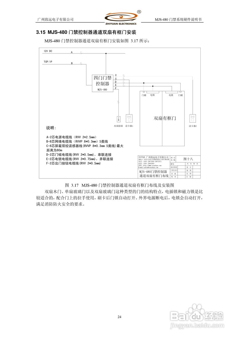 MJS-480 TCP IP门禁系统硬件使用说明书:[3]