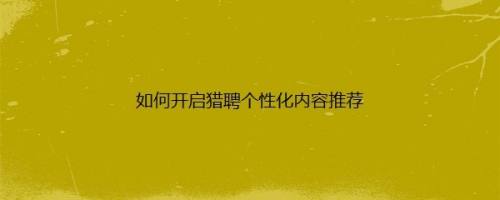 如何开启猎聘个性化内容推荐