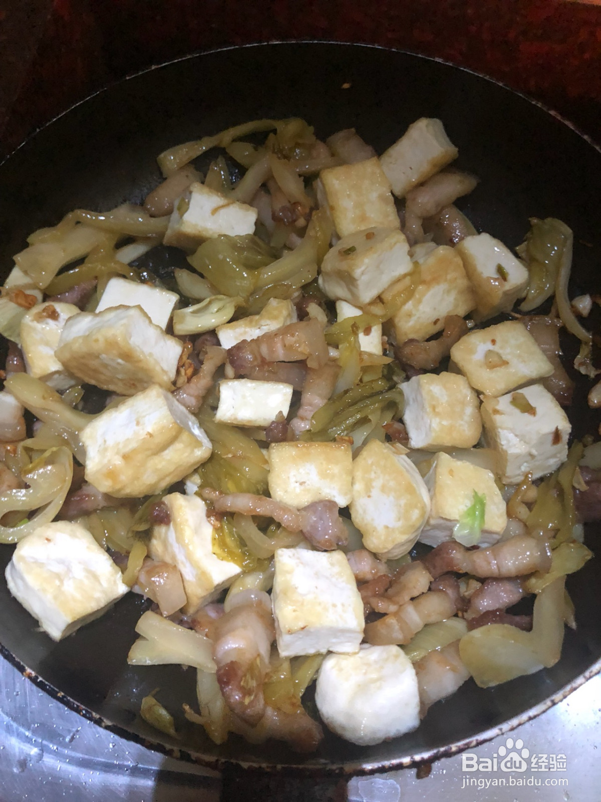 酸菜炒老豆腐的做法