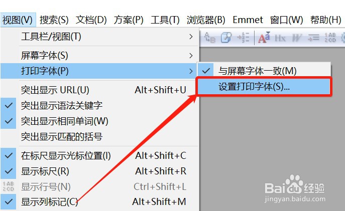 EditPlus软件如何设置打印字体